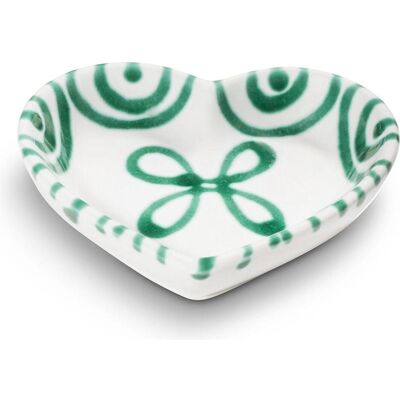 Gmundner Keramik Grüngeflammt, Herzschale (L:10cm), Schüssel + Schale Gmundner Keramik Grüngeflammt, Herzschale (L:10cm), Schüssel + Schale
