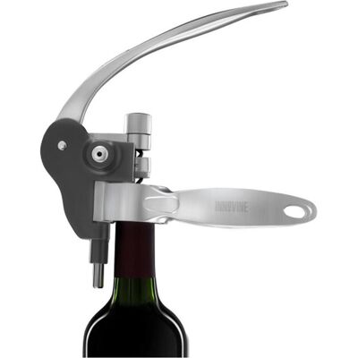 Innovine Horizontaler Hebelkorkenzieher, Flaschenöffner, Schwarz, Silber Innovine Horizontaler Hebelkorkenzieher, Flaschenöffner, Schwarz, Silber