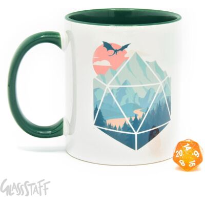 Glass Staff Glassstaff pack mug avec dés D20 A D20 Scene, Tasse, Weiss, Mehrfarbig Glass Staff Glassstaff pack mug avec dés D20 A D20 Scene, Tasse, Weiss, Mehrfarbig