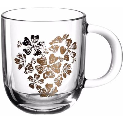 4x Leonardo Blumenherz, Tasse, Transparent, Gold 4x Leonardo Blumenherz, Tasse, Transparent, Gold