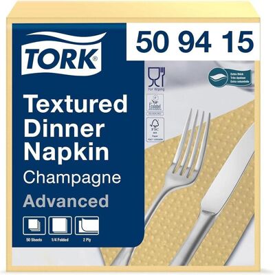 Tork, Servietten, Textured Dinner Napkin Champagne 14Ply 2Ply 38 x 39 cm 18 x 50 Napkins 509415 (50 Stk., 39 x 38 cm) Tork, Servietten, Textured Dinner Napkin Champagne 14Ply 2Ply 38 x 39 cm 18 x 50 Napkins 509415 (50 Stk., 39 x 38 cm)