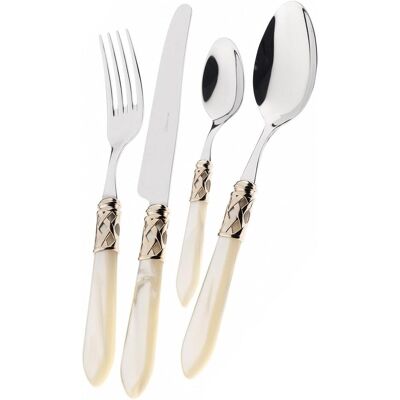 Bugatti ALDAMS4250 Aladdin Table Cutlery SteelABS Ivory 39 x 27 x 5 cm 24Piece, Besteck, Weiss Bugatti ALDAMS4250 Aladdin Table Cutlery SteelABS Ivory 39 x 27 x 5 cm 24Piece, Besteck, Weiss