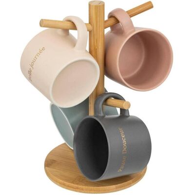 Secret de Gourmet Kubki do kawy BELLE na drewnianym stojaku, 200 ml, Tasse, Mehrfarbig Secret de Gourmet Kubki do kawy BELLE na drewnianym stojaku, 200 ml, Tasse, Mehrfarbig
