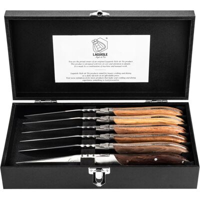 Laguiole Steakmesser Luxuslinie - 6 -Stück, Besteck, Mehrfarbig, Braun Laguiole Steakmesser Luxuslinie - 6 -Stück, Besteck, Mehrfarbig, Braun