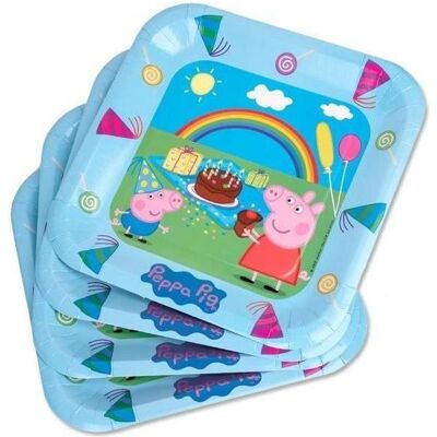 Tib, Einweggeschirr, Party Teller Peppa Pig Regenbogen Tib, Einweggeschirr, Party Teller Peppa Pig Regenbogen