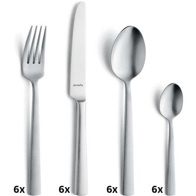 Amefa VENTURA Besteckset, 24-teilig, Edelstahl, mattiert, Besteck, Silber Amefa VENTURA Besteckset, 24-teilig, Edelstahl, mattiert, Besteck, Silber