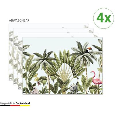 CoverYourDesk, Tischset, Tischset Tropische Palmen mit Flamingo CoverYourDesk, Tischset, Tischset Tropische Palmen mit Flamingo