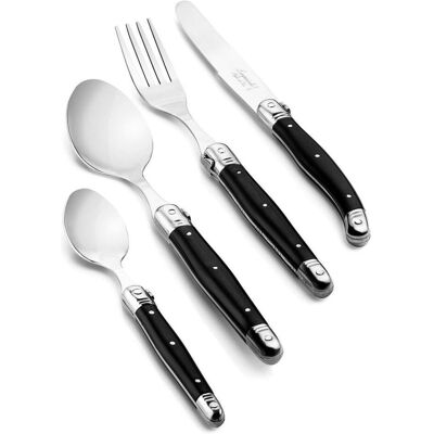 Laguiole Style de Vie Premium Line couvert zwart 24-delig, Besteck, Schwarz Laguiole Style de Vie Premium Line couvert zwart 24-delig, Besteck, Schwarz
