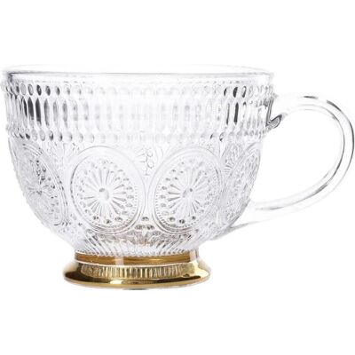 Homla Glass cup BARREL with patterns and a golden base, 360 ml, Trinkgläser, Gold, Transparent Homla Glass cup BARREL with patterns and a golden base, 360 ml, Trinkgläser, Gold, Transparent
