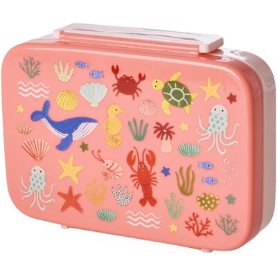 Rice - Plastic Lunchbox with 6 Rooms - Coral Ocean Print - Coral, Lunchbox, Rot Rice - Plastic Lunchbox with 6 Rooms - Coral Ocean Print - Coral, Lunchbox, Rot