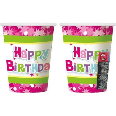 GoDan, Einweggeschirr, Happy Birthday rosa Pappbecher 270ml, 6 Stück (6x) GoDan, Einweggeschirr, Happy Birthday rosa Pappbecher 270ml, 6 Stück (6x)
