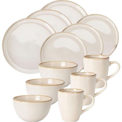 Duka, Geschirrset, Edles Geschirr-Set aus Steingut, 16-teilig, creme-beige (16 Stk.) Duka, Geschirrset, Edles Geschirr-Set aus Steingut, 16-teilig, creme-beige (16 Stk.)