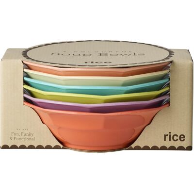 Rice - Melamine Soup Bowl - Assorted Glory Days Colors - 400 ml - 6 Pack, Schüssel + Schale, Mehrfarbig Rice - Melamine Soup Bowl - Assorted Glory Days Colors - 400 ml - 6 Pack, Schüssel + Schale, Mehrfarbig