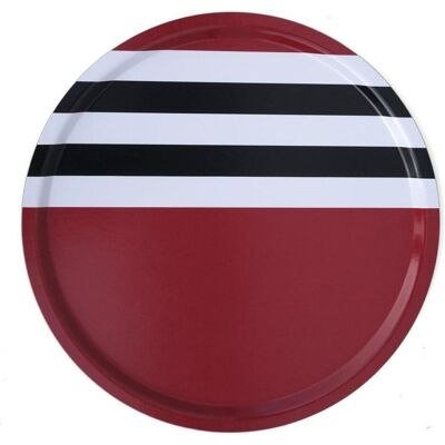 Born in Sweden, Tablett, Rundes Tablett Line Red 46cm aus Birkenschichtholz Born in Sweden, Tablett, Rundes Tablett Line Red 46cm aus Birkenschichtholz