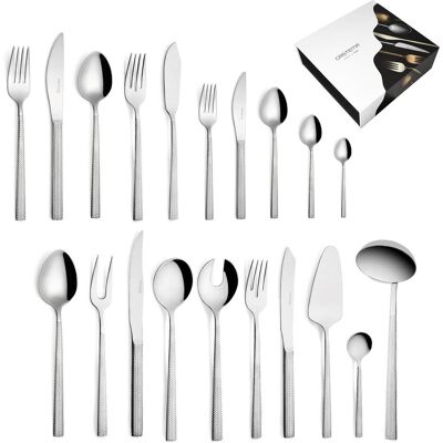 Cristema cutlery set 130piece 12person series Dakar shiny stainless steel 1810, Besteck, Silber Cristema cutlery set 130piece 12person series Dakar shiny stainless steel 1810, Besteck, Silber