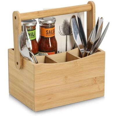 Zeller Present Besteck- und Serviettenhalter Bambus 21.5x14x12/23 cm, Besteckkasten, Braun Zeller Present Besteck- und Serviettenhalter Bambus 21.5x14x12/23 cm, Besteckkasten, Braun