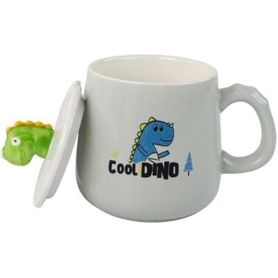 Lean Toys Dinosaurierbecher, blau, Löffel, Deckel, 350ml, Tasse, Blau Lean Toys Dinosaurierbecher, blau, Löffel, Deckel, 350ml, Tasse, Blau