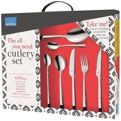 Amefa Manille 9035 - 42-pc All You Need set - Stainless steel -Mirror Finish, Besteck Amefa Manille 9035 - 42-pc All You Need set - Stainless steel -Mirror Finish, Besteck
