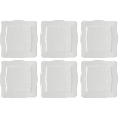 La Porcellana Bianca Set von 6 quadratischen Tellern Florentina Weiss 26.5 cm, Teller, Weiss La Porcellana Bianca Set von 6 quadratischen Tellern Florentina Weiss 26.5 cm, Teller, Weiss