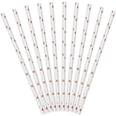 Partydeco Papierstrohhalme Sterne Roségold (10 Stück), Strohhalm, Rosa, Gold Partydeco Papierstrohhalme Sterne Roségold (10 Stück), Strohhalm, Rosa, Gold
