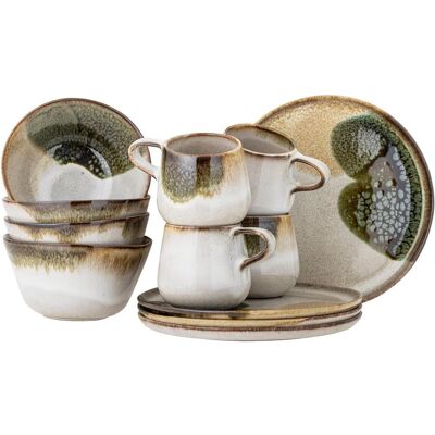 Bloomingville, Geschirrset, - Jules Breakfast Set - Green - Set Of 4x3 Items - Stoneware (12 Stk.) Bloomingville, Geschirrset, - Jules Breakfast Set - Green - Set Of 4x3 Items - Stoneware (12 Stk.)