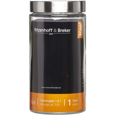 Ritzenhoff & Breker Vorratsglas "VIO", rund, 1,6 l aus Glas, mit Schraubverschlussdeckel aus Edelstahl, Vorratsbehälter, Transparent Ritzenhoff & Breker Vorratsglas "VIO", rund, 1,6 l aus Glas, mit Schraubverschlussdeckel aus Edelstahl, Vorratsbehälter, Transparent