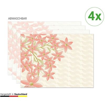 CoverYourDesk, Tischset, Tischset Blumengrafik mit roten Blüten CoverYourDesk, Tischset, Tischset Blumengrafik mit roten Blüten