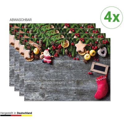 CoverYourDesk, Tischset, Tischset Roter Strumpf mit Namen CoverYourDesk, Tischset, Tischset Roter Strumpf mit Namen