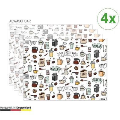 CoverYourDesk, Tischset, Tischset Kaffee Doodles CoverYourDesk, Tischset, Tischset Kaffee Doodles