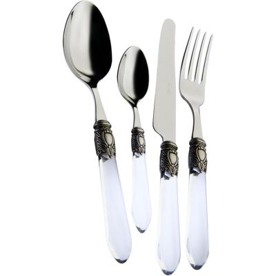 Bugatti BESTECK 24 PIECES SET STAINLESS STEEL OXFORD motherofpearl handle in 12 COLOURS GOLD RING, Besteck, Mehrfarbig, Gold Bugatti BESTECK 24 PIECES SET STAINLESS STEEL OXFORD motherofpearl handle in 12 COLOURS GOLD RING, Besteck, Mehrfarbig, Gold