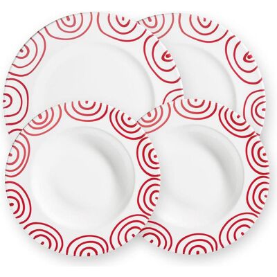 Gmundner Keramik, Geschirrset, Rotgeflammt Dinner für 2 Gourmet Gmundner Keramik, Geschirrset, Rotgeflammt Dinner für 2 Gourmet