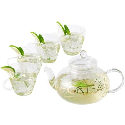 Oak & Steel, Teekanne, Gin Teekrug aus Glas mit Tassen (0.80 l) Oak & Steel, Teekanne, Gin Teekrug aus Glas mit Tassen (0.80 l)