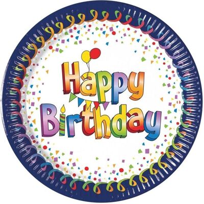 Magni, Einweggeschirr, Papier Teller Happy Birthday (8x) Magni, Einweggeschirr, Papier Teller Happy Birthday (8x)