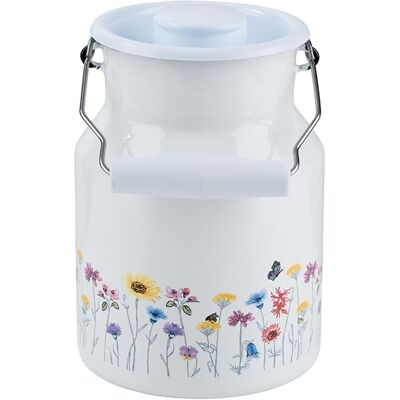 Kelomat Milchkanne Flora mit Deckel 1,5 Liter Emaille, Milchkanne, Weiss Kelomat Milchkanne Flora mit Deckel 1,5 Liter Emaille, Milchkanne, Weiss