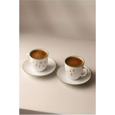 Hermia Botanical Coffee Cup Set (4 Pieces), Tasse, Weiss, Grün Hermia Botanical Coffee Cup Set (4 Pieces), Tasse, Weiss, Grün