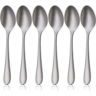 WMF Merit Espressolöffel-Set, 6 Stück, Cromargan protect, sandgestrahlt, Besteck, Silber WMF Merit Espressolöffel-Set, 6 Stück, Cromargan protect, sandgestrahlt, Besteck, Silber