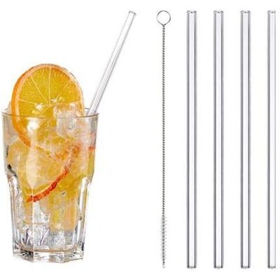 Glastrinkhalme 5-tlg., Strohhalm, Transparent Glastrinkhalme 5-tlg., Strohhalm, Transparent