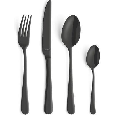 Amefa Austin Vintage Bestekset - 24-delig - 6 Persoons - Zwart, Besteck, Schwarz Amefa Austin Vintage Bestekset - 24-delig - 6 Persoons - Zwart, Besteck, Schwarz