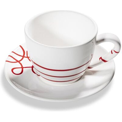 Gmundner Keramik Pur Geflammt Rot, Teetasse Maxima mit Unterteller, Tasse, Rot Gmundner Keramik Pur Geflammt Rot, Teetasse Maxima mit Unterteller, Tasse, Rot