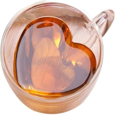Extralink Home Liebesbecher Glas In Herzform Doppelwandig Hitzebeständig 250ml, Tasse, Transparent Extralink Home Liebesbecher Glas In Herzform Doppelwandig Hitzebeständig 250ml, Tasse, Transparent