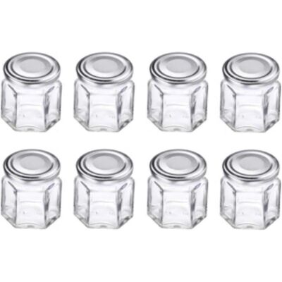 Westmark 8 Gläser »Eckig« 45 ml, ø 43 mm, Einmachgläser, Weiss, Silber, Rot Westmark 8 Gläser »Eckig« 45 ml, ø 43 mm, Einmachgläser, Weiss, Silber, Rot