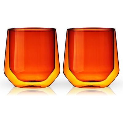 Viski Aurora Tumbler - Dubbelwanding - Glas - 266ml - 2 stuks - Amber (11188), Trinkgläser, Transparent Viski Aurora Tumbler - Dubbelwanding - Glas - 266ml - 2 stuks - Amber (11188), Trinkgläser, Transparent