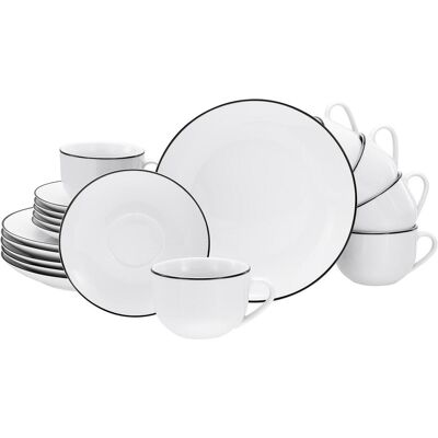 CreaTable, Geschirrset, Kaffeeservice Black line 18tlg (18 Stk.) CreaTable, Geschirrset, Kaffeeservice Black line 18tlg (18 Stk.)