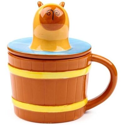 Puckator Capybara Mug With lid, Tasse, Braun, Gelb Puckator Capybara Mug With lid, Tasse, Braun, Gelb