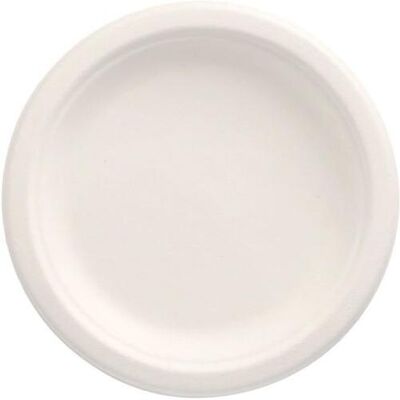 Papstar, Einweggeschirr, 50 Teller, Zuckerrohr "pure" ungeteilt Ø 15 cm · 2 cm weiss Papstar, Einweggeschirr, 50 Teller, Zuckerrohr "pure" ungeteilt Ø 15 cm · 2 cm weiss
