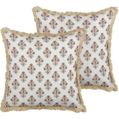 Beliani Baumwoll-Kissen mit Blumenmuster - 45x45cm - 2er Set Beliani Baumwoll-Kissen mit Blumenmuster - 45x45cm - 2er Set