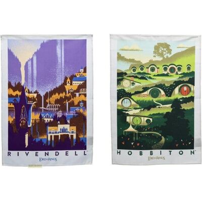 Weta Workshop, Geschirrtuch, - The Lord of the Rings - Rivendell & Hobbiton Tea Towel Set of 2 (70 x 50 cm) Weta Workshop, Geschirrtuch, - The Lord of the Rings - Rivendell & Hobbiton Tea Towel Set of 2 (70 x 50 cm)