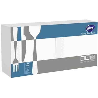 Aha, Servietten, Servietten AFH, 2-lagig, Falzung 1/4, 24x24 cm, 200 Stück, weiss (200 Stk., 24 x 24 cm) Aha, Servietten, Servietten AFH, 2-lagig, Falzung 1/4, 24x24 cm, 200 Stück, weiss (200 Stk., 24 x 24 cm)