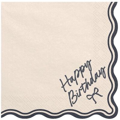 Partydeco, Servietten, Serviettes Happy Birthday Crème & Noir Partydeco, Servietten, Serviettes Happy Birthday Crème & Noir
