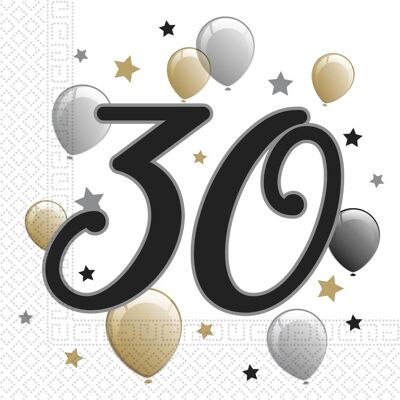 Procos, Servietten, Milestone 30 Jahre (20 Stk., 33 x 33 cm) Procos, Servietten, Milestone 30 Jahre (20 Stk., 33 x 33 cm)